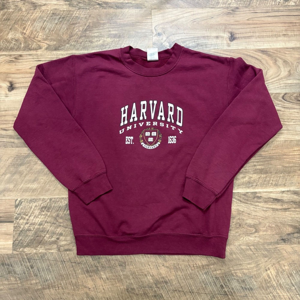 Vintage Y2K Harvard University Sweatshirt Mens S Maroon Collegiate Preppy